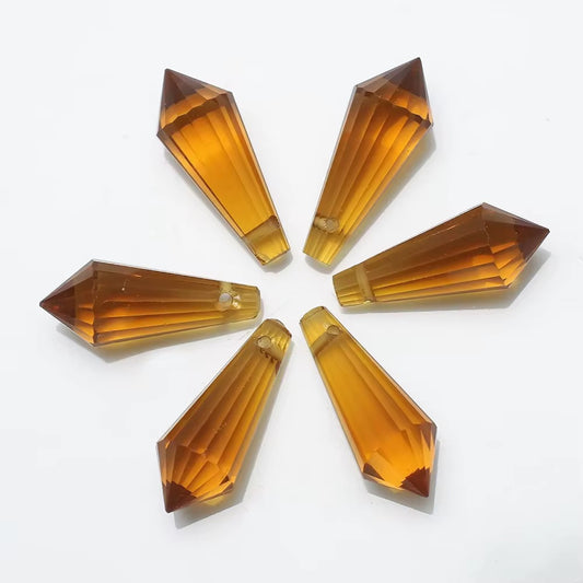 BBB 208 (d) Yellow Pointed Crystal Bead Lampwork Prism glass charm ( 1 pc ) ( 8:20 mm )