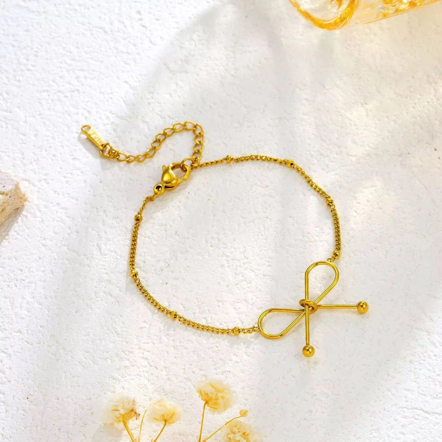 SJ 1072 Bow Bead Bracelet - 18k Gold PVD plated stainless steel - Anti tarnish