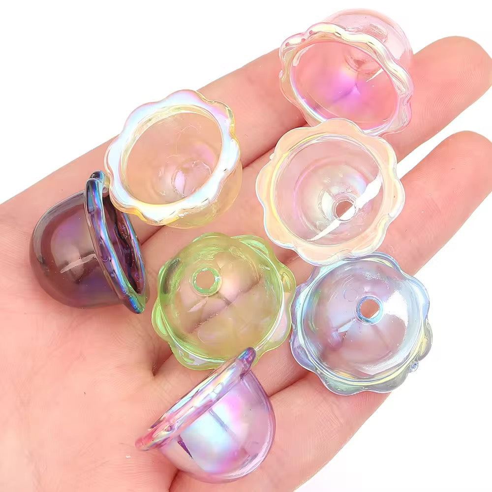 AB03 Bell Transparent Luminous Bead ( 1 pc ) UV Plated Acrylic ( 24:15 mm )