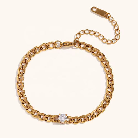 SJ 419 Zircon Modern Bracelet- Premium 18k Gold PVD plated stainless steel - Anti tarnish - Wholesale