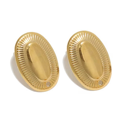 SS 3195 Oval Stud 18k gold PVD 316 stainless steel ( 2 pc ) Anti tarnish