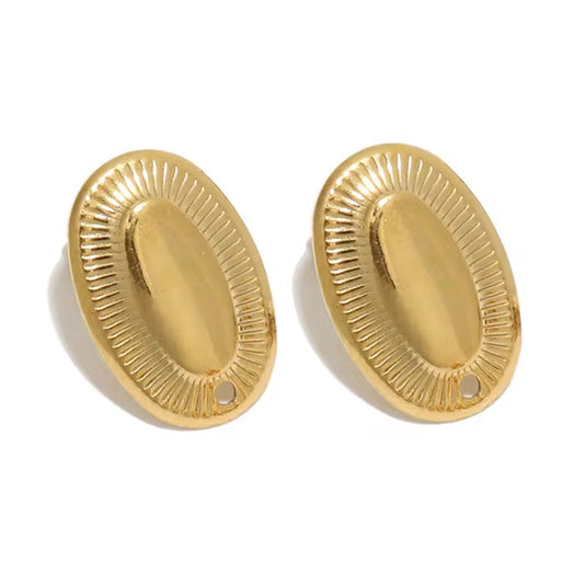 SS 3195 Oval Stud 18k gold PVD 316 stainless steel ( 2 pc ) Anti tarnish