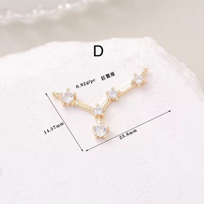 CZ 2383 Constellation singns Zircon 14k gold plated charm ( 1 pc ) - anti tarnish