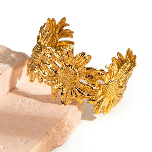 SJ 1141 Big Cuff bracelet - 18k Gold PVD plated stainless steel - Anti tarnish