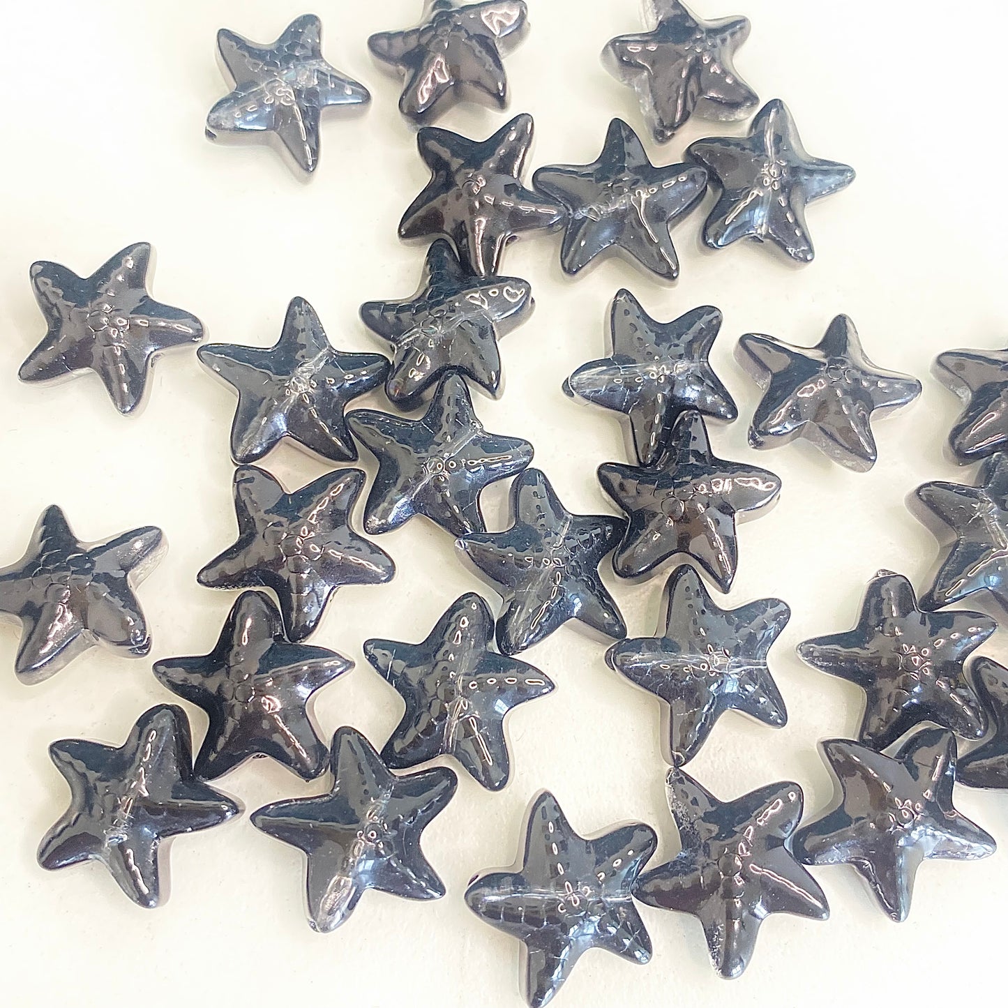 BBB 259 (k) Black Starfish glass bead ( 1 pc ) Lampwork Bead ( 15 mm )