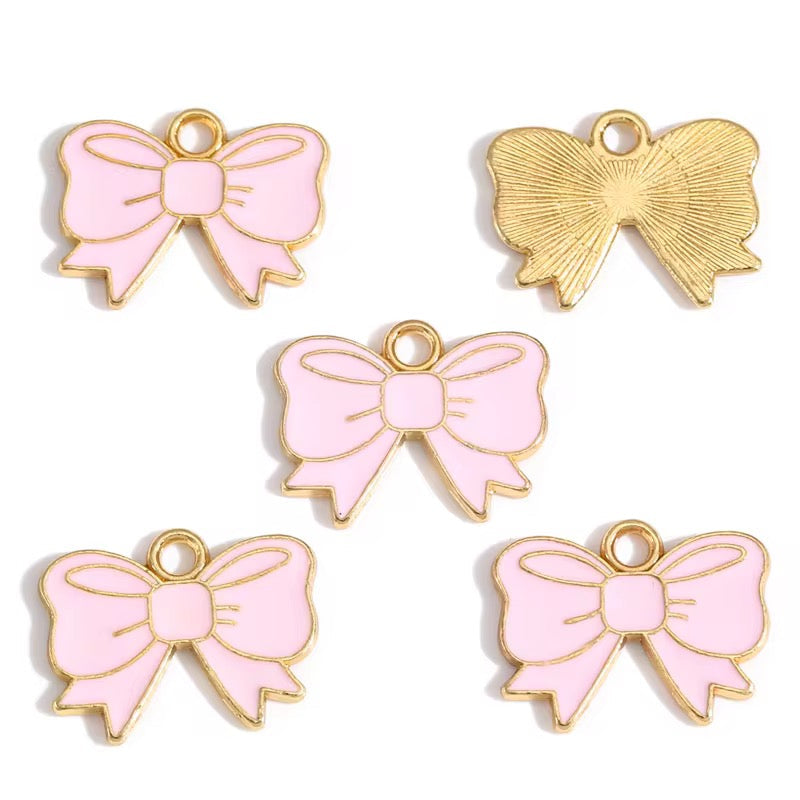 EC07P Bow enamel charm ( 1 pc ) High quality shine ( 14:18 mm )