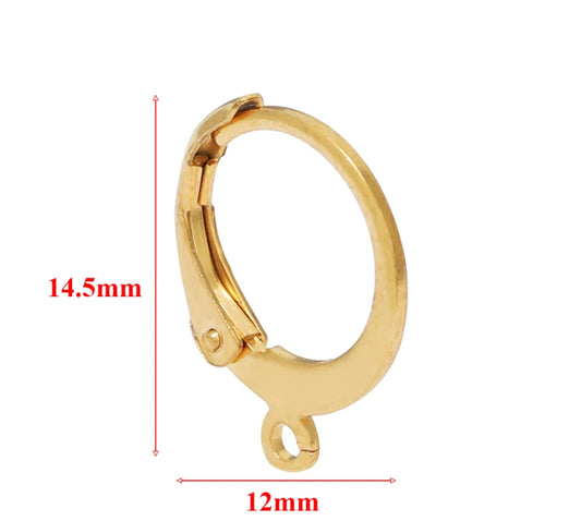 SS 1200 clasp hoops - 18k gold plated stainless steel ( 2 pc ) - anti tarnish