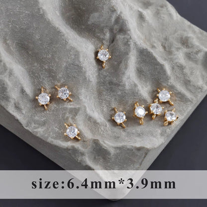 SS 3040 Sky Blue Tiny Zircon Connector Charm 18k Gold plated ( 1 pc ) Anti tarnish ( 6.4:3.9 mm )