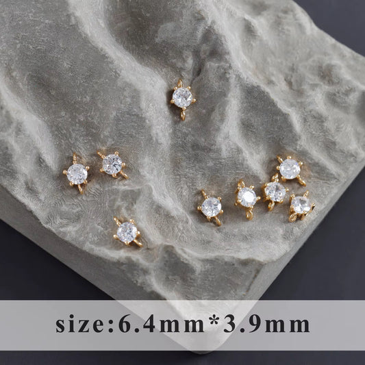 SS 3040 Sky Blue Tiny Zircon Connector Charm 18k Gold plated ( 1 pc ) Anti tarnish ( 6.4:3.9 mm )