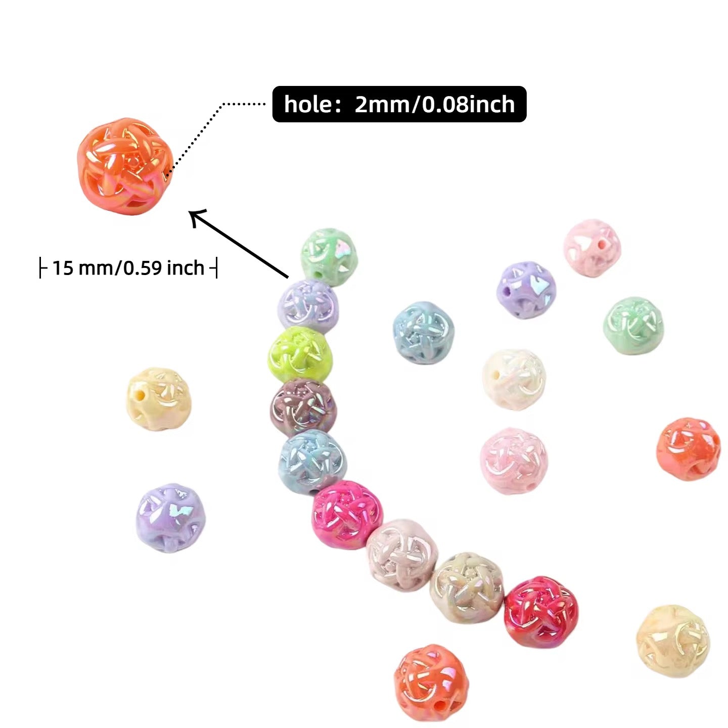 BBB 382 Yarn Ball Round Bead ( 1 pc ) UV plated Acrylic ( 16mm )