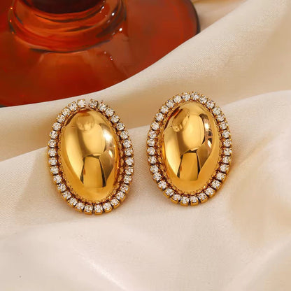 ESJ11G Oval Zircon earring
- 18k Gold PVD plated 316 stainless steel - Anti tarnish
