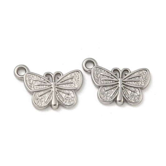 SS 3033 Butterfly Charm Platinum PVD plated stainless steel ( 1 piece ) Anti tarnish ( 6:10 mm )