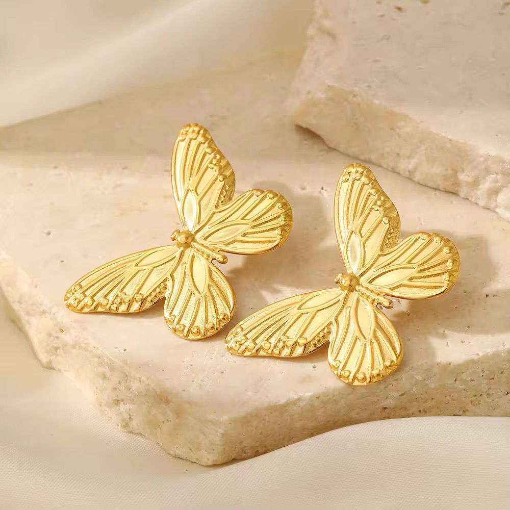SJ 673 Butterfly Stud Earring - 18k Gold PVD plated stainless steel - Anti tarnish