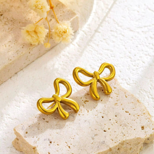 SJ 783 Bow Minimalistic Stud Earring - 18k Gold PVD plated stainless steel - Anti tarnish