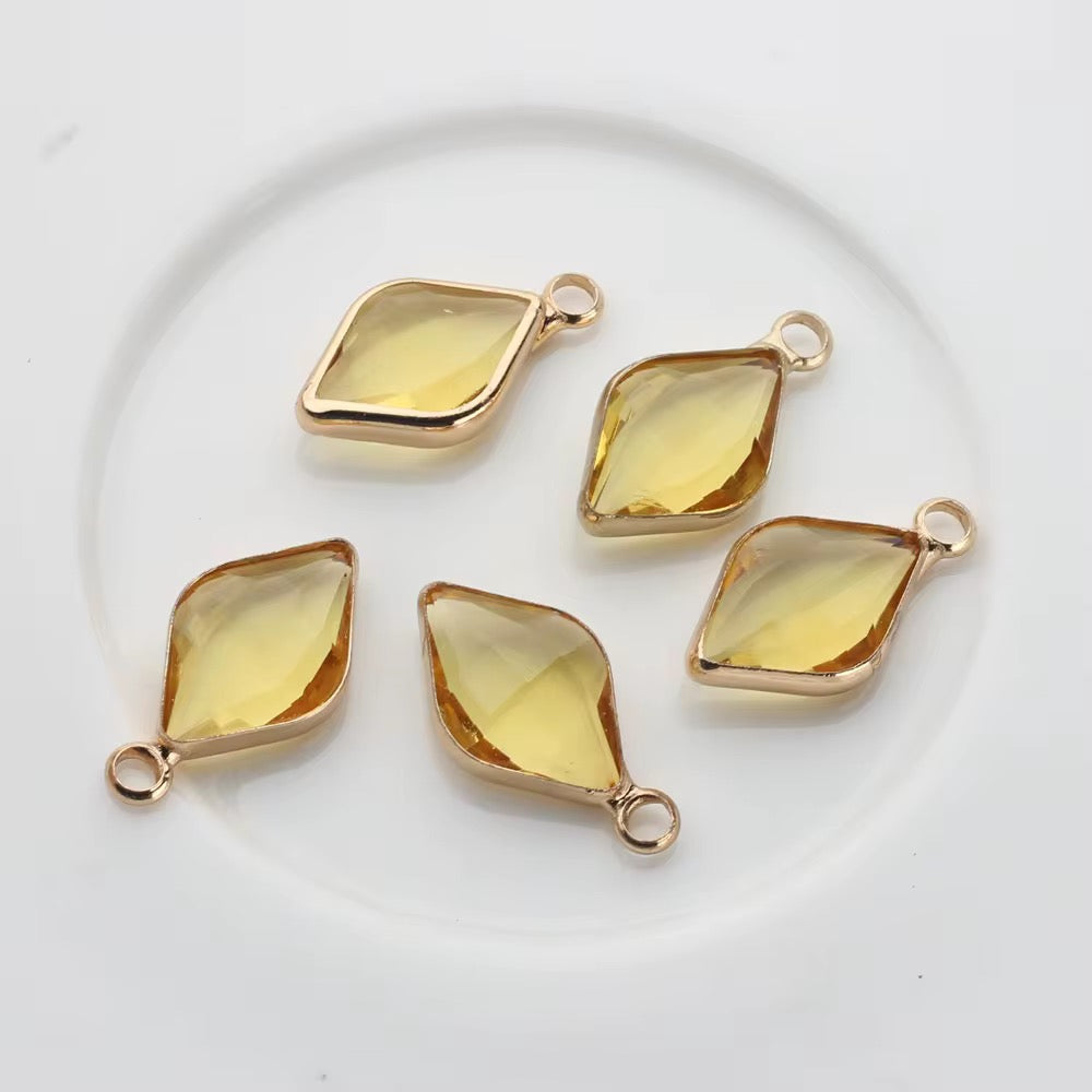 BBB 142 (k) Yellow Diamond zircon charm ( 1 pc ) Anti tarnish ( 17:9 mm )