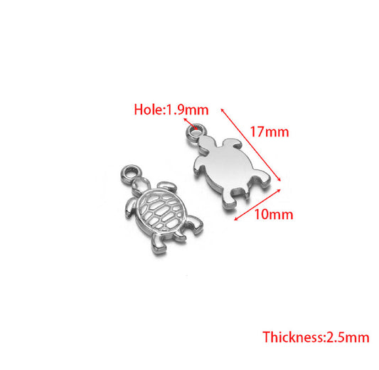 SS 2916 Turtle Charm Silver plated stainless steel ( 1 piece ) Anti tarnish