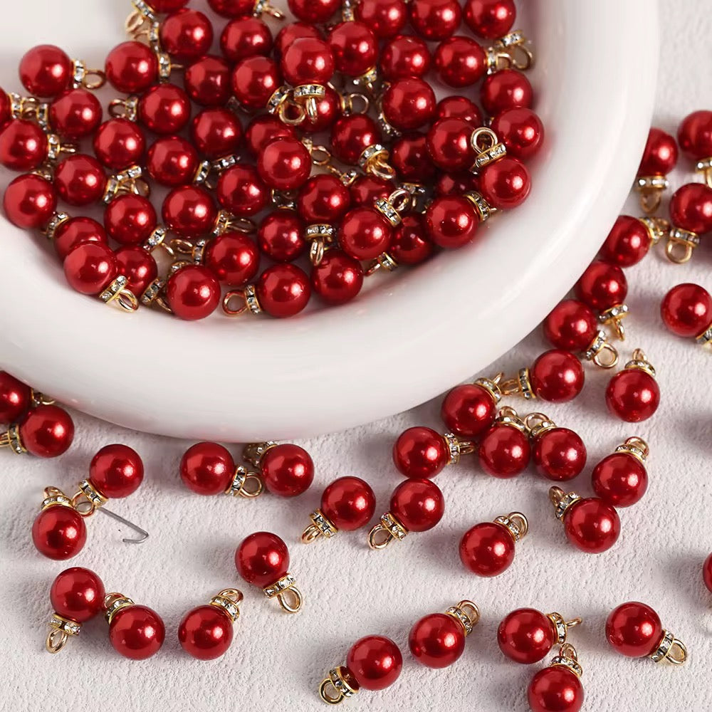 BBB 232 (k) Maroon Pearl Shiny Bead Drop charm ( 1 pc ) UV Plated Acrylic ( 15:10 mm )