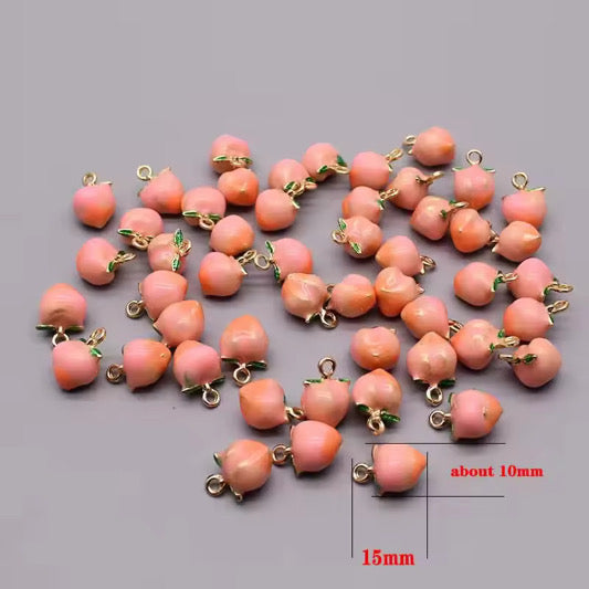 SS 2874 Peach Fruit enamel 14k gold plated charm ( 1 pc ) Anti tarnish