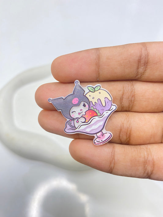 BBB 088 (c)Kuromi with black current ice cream flat acrylic charm ( 1 pc )