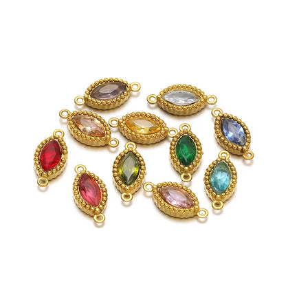 BBB 266 (b) Purple Zircon Connector 18k Gold PVD plated 316 stainless steel ( 1 pc ) Anti tarnish ( 6:13 mm )