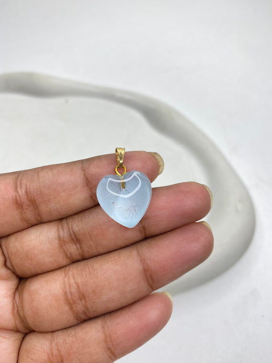 BBB 151 (d) Light Blue heart glass bead Pendant ( 1 pc ) ( 15:20 mm )