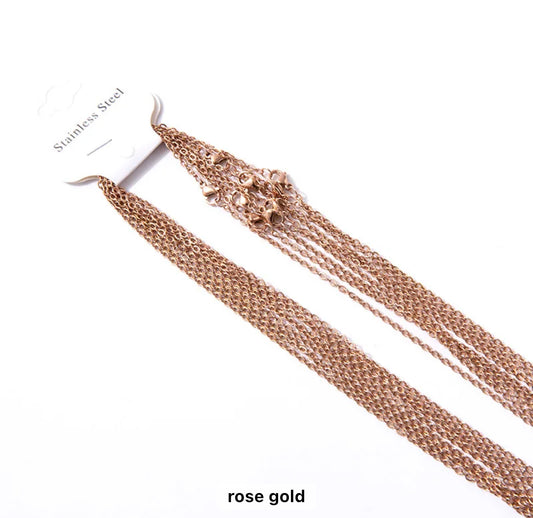 RC 54 Rose Gold plated stainless steel dainty chain with extension - Anti tarnish ( 1 pc )