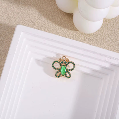 BBB 280 (a) Green Butterfly 14k gold plated Zircon crystal charm ( 1 pc ) Anti tarnish ( 16:16.5 mm )