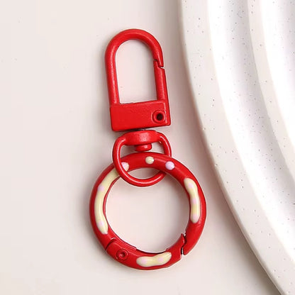 BBB 233 (f) Red Candy baked paint Donut Buckle O Ring Keychain Clasp ( 1 pc ) Spring Clasp Key Ring ( 5.1:2.4 cm ) High Quality Alloy