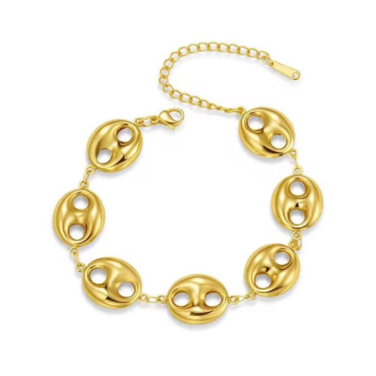 BSJ09F Chunky Charm Bracelet -  18k Gold PVD plated 316 stainless steel - Anti tarnish
