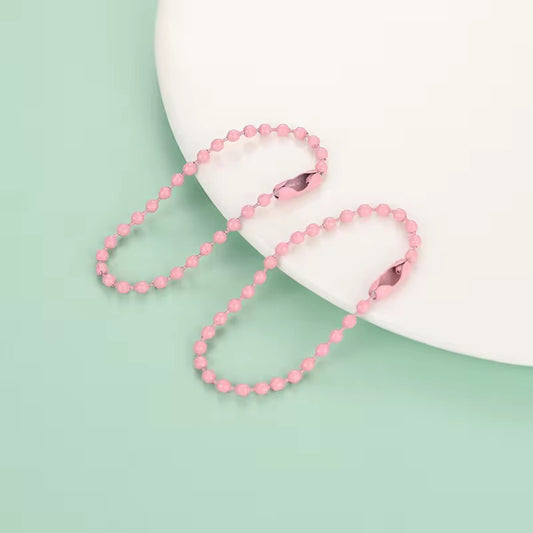 BBB 184 (b) Light Pink Bead ball chain Keychain ( 1 pc )