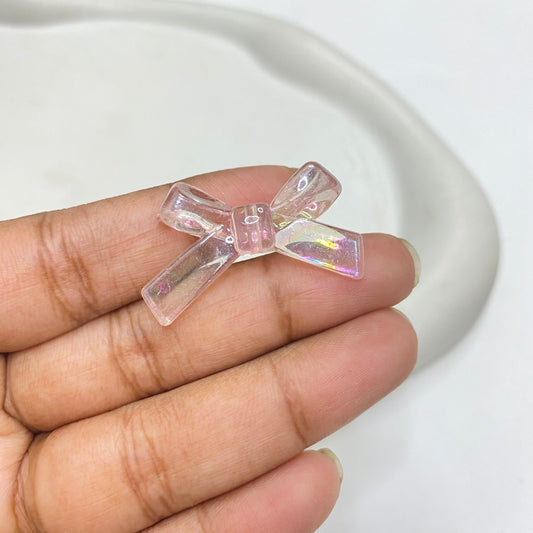 BBB 137 (F) light pink Thin strip bow Luminous shiny Acrylic bead ( 1 pc )