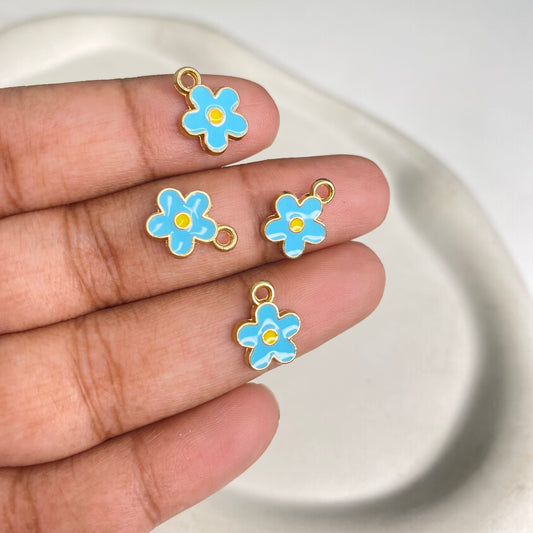 BBB 292 (b) Light Blue Flower enamel charm ( 1 pc ) High quality shine ( 12:10 mm )