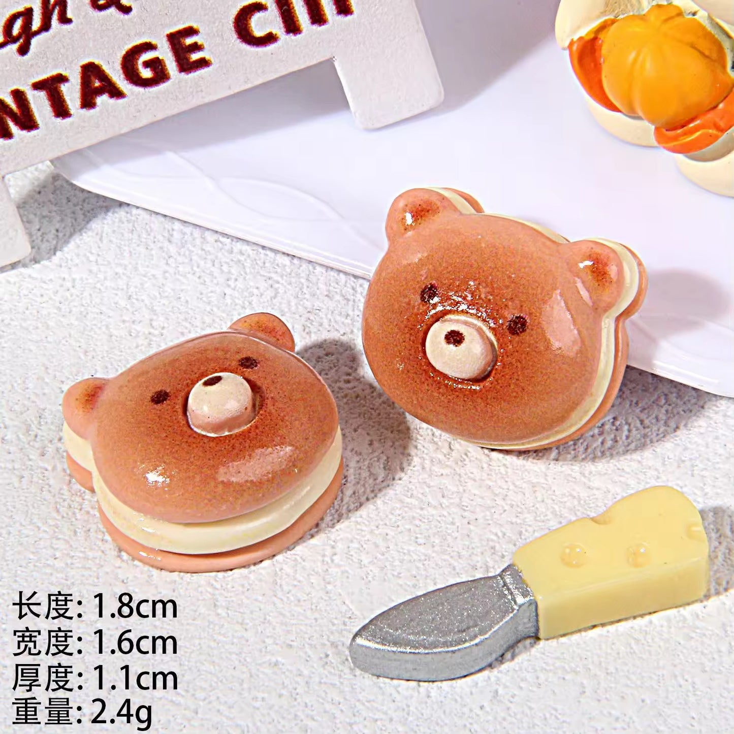 BBB 067 (b) Bread cartoon Kawai themed resin charm ( 1 pc ) with / without Hook