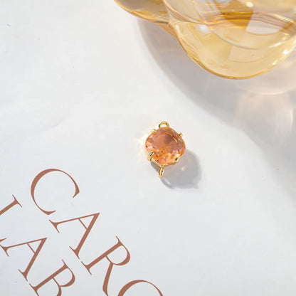 BBB 204 (H) Orange square Zircon Connector 14k gold plated ( 1 pc ) - anti tarnish