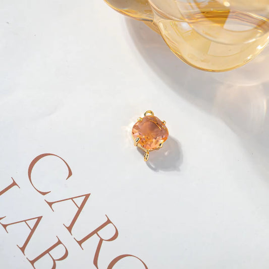 BBB 204 (H) Orange square Zircon Connector 14k gold plated ( 1 pc ) - anti tarnish