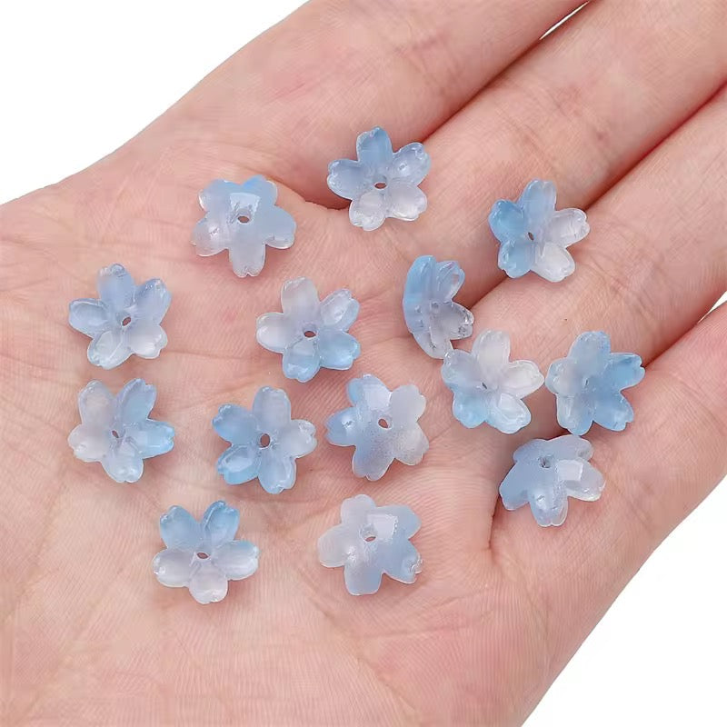 BBB 004 (c) Light Blue Mini Sakura flower glass bead ( 1 pc ) Lampwork Bead ( 11 mm )