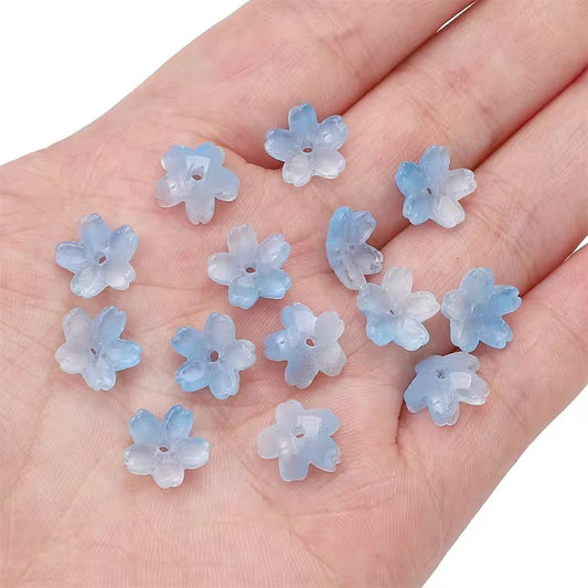 BBB 004 (c) Light Blue Mini Sakura flower glass bead ( 1 pc ) Lampwork Bead ( 11 mm )