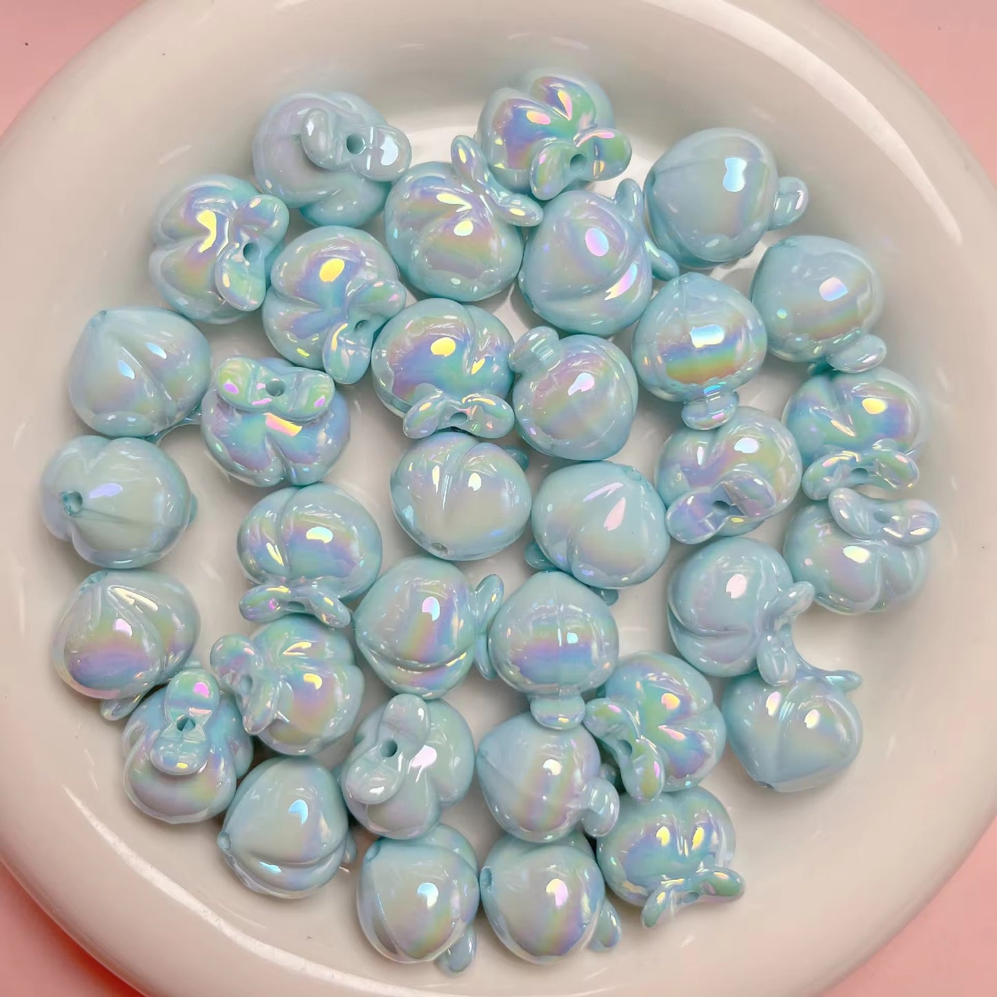 BBB 354 (e) Light Blue Fruit peach Shiny Bead ( 1 pc ) UV Plated Acrylic ( 16 mm )