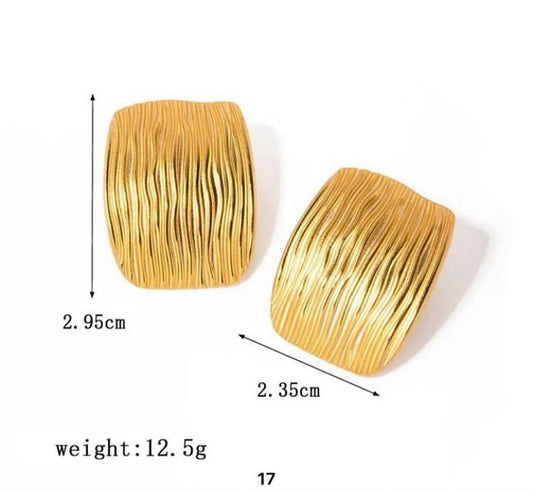 ESJ16C RectangleStripes - 18k Gold PVD plated 316 stainless steel - Anti tarnish