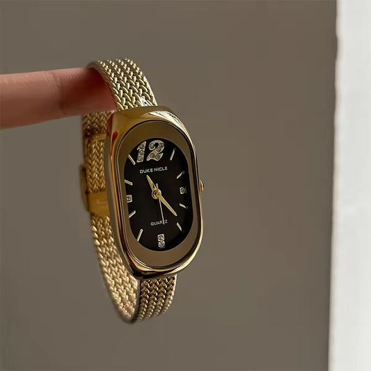 VW 14 Vintage Exquisite Oval Stainless steel Watch - 18k Gold PVD plated stainless steel - Anti tarnis