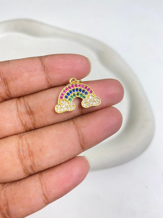SS 1132 Rainbow Zircon Charm 14k Gold plated ( 1 pc ) Anti tarnish ( 20:14 mm )
