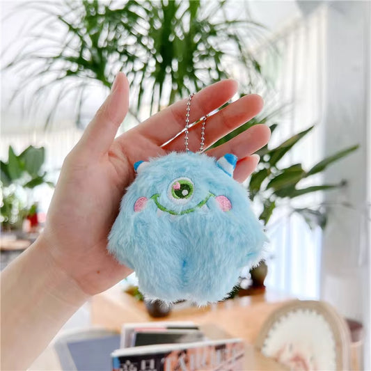 Light Blue Big Eyes Monster 3D Plush Toy Keychain ( 1 pc ) ( 10 cm )