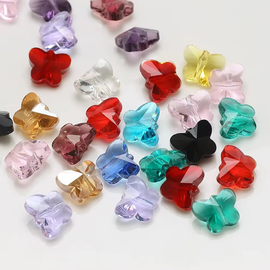 GB25  Butterfly Faceted Crystal glass beads ( 1 pc )