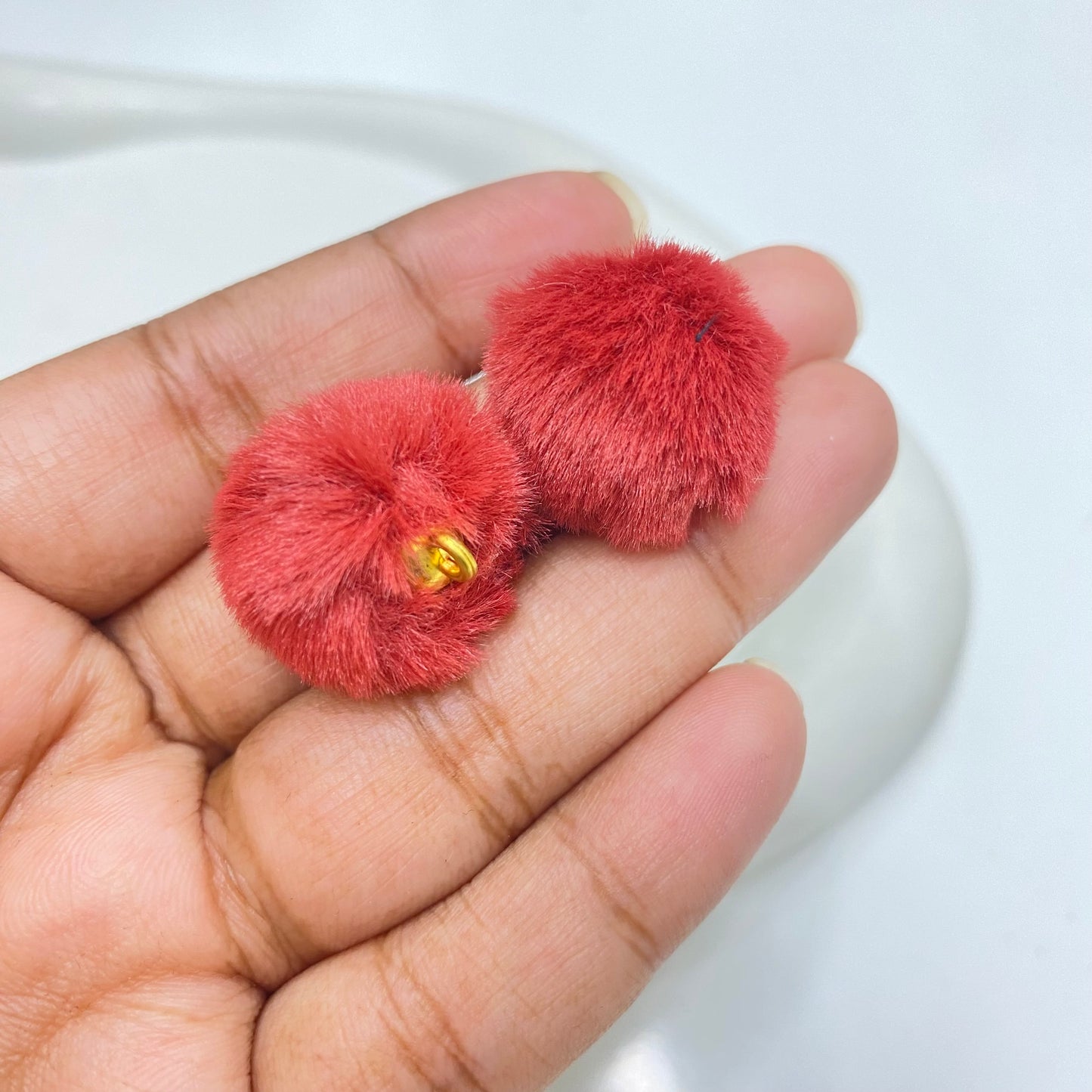 PP 1628 Maroon Fluffy Pom Pom with hook ( 1 pc )