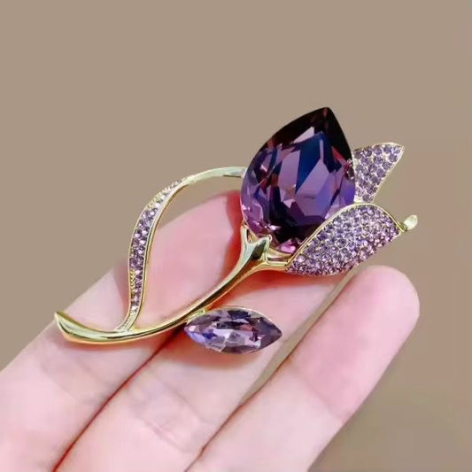 BR 107 Purple Tulip Zircon Brooch ( 1 PC ) Anti Resistant