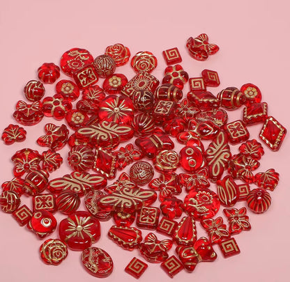 BBB 433 Vintage Czech Baroque Czech Acrylic beads ( 10 gram ) UV Gold plating