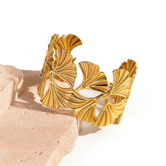 SJ 1137 Big Cuff bracelet - 18k Gold PVD plated stainless steel - Anti tarnish