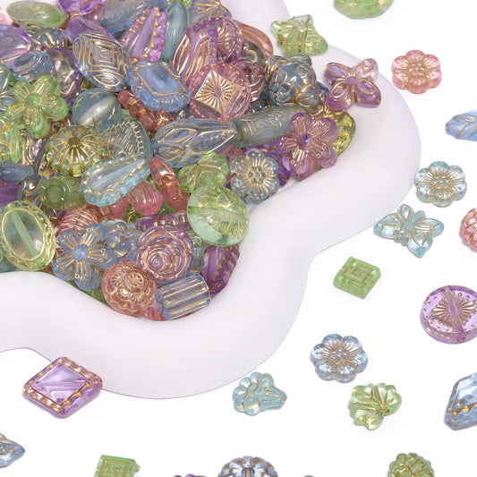 BBB 433 Vintage Czech Baroque Czech Acrylic beads ( 10 gram ) UV Gold plating
