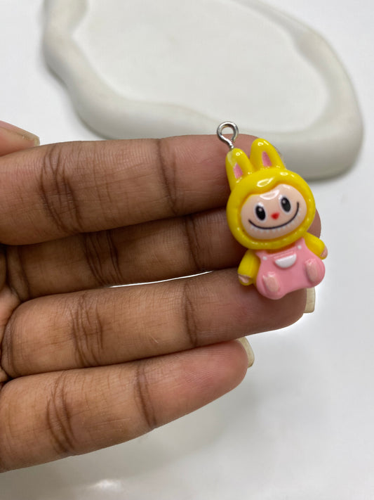 BBB 080 (a) Yellow labubu kawaii charm( 1 pc ) with/without Hook