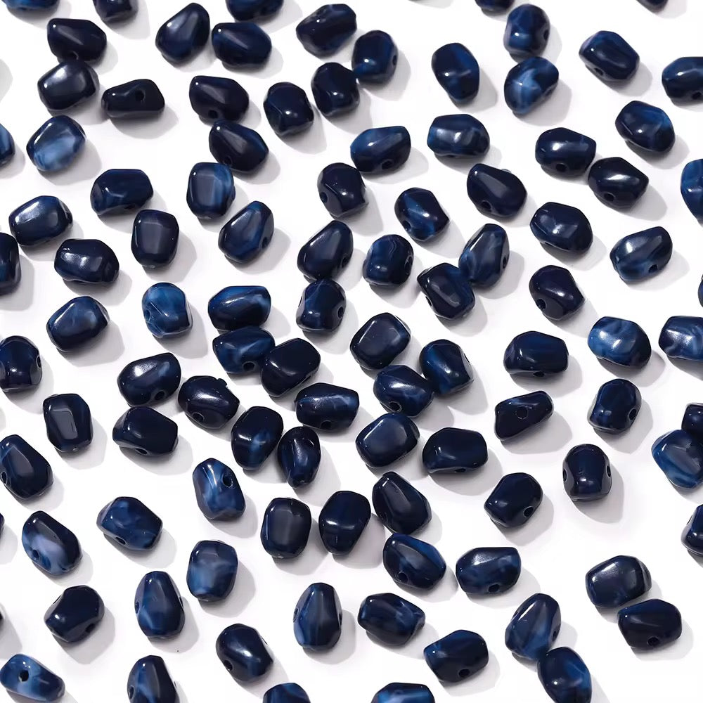 BBB 306 (g) Dark Blue Crystal Chip Shiny  Bead ( 1 pc ) UV Plated Acrylic ( 6*9 mm )